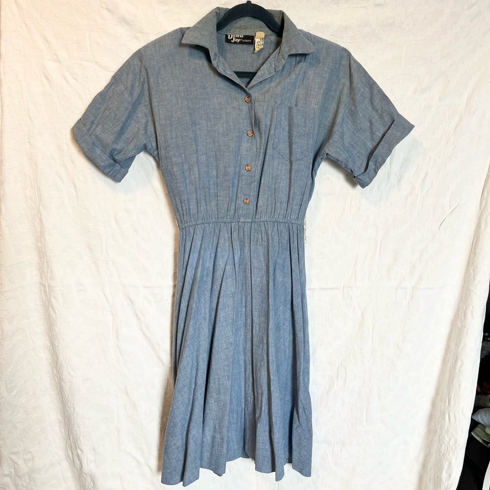 Dawn Joy Fashions Vintage Chambray Fit-and-Flare Dress, Size M